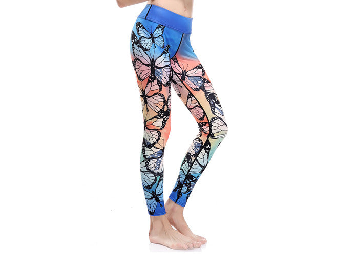 Women's Leggings Butterfly Printed Yoga Pants Tight Lounge