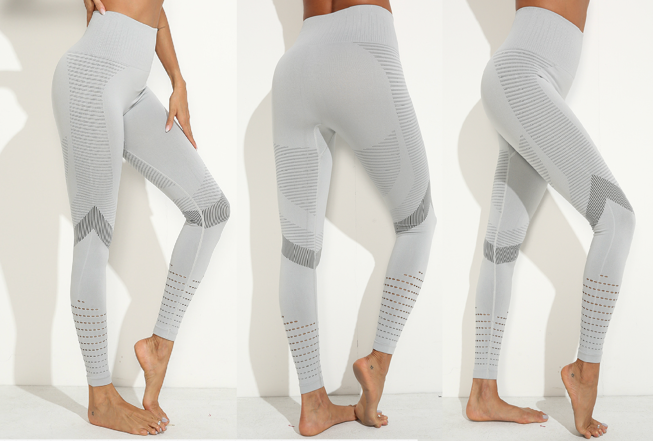 Grey Laser-Cut Leggings – Online Legging Store