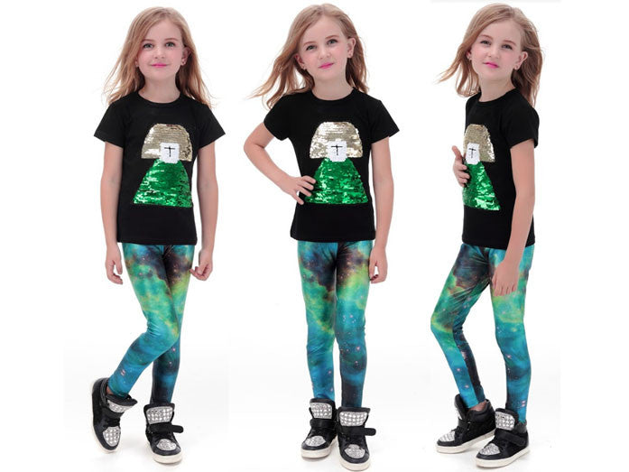 Kids UV Glow Galaxy Leggings Childrens and Girls Sizes 2T 3T 4T